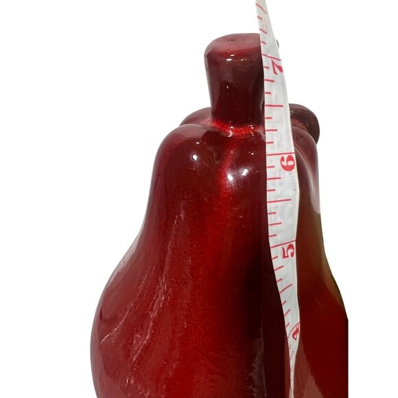 Set Of 2 Pear-Shaped Ceramic Figurines 7" Bright Green & Red Fruit Cottage Core - Picture 6 of 7